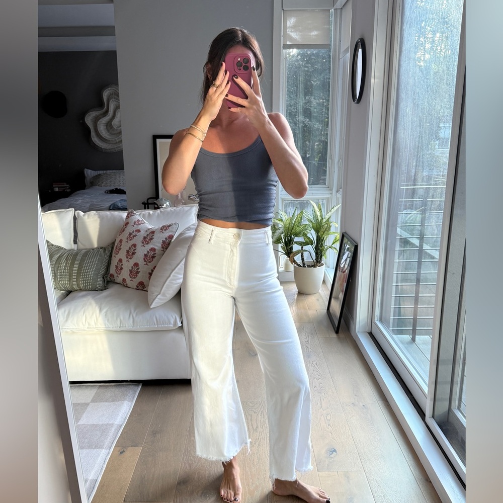 Zara White Wide leg Denim Pants